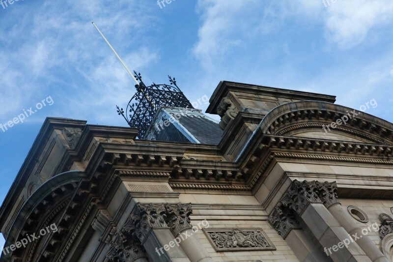 Town Hall Huddersfield Building Rooftop Neo Classical