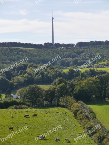 Emley Moor Tv Mast Yorkshire Antennae Blue