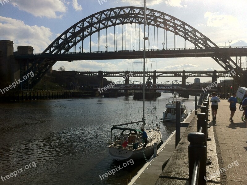 Newcastle Bridges Yacht Silhouette Bridge