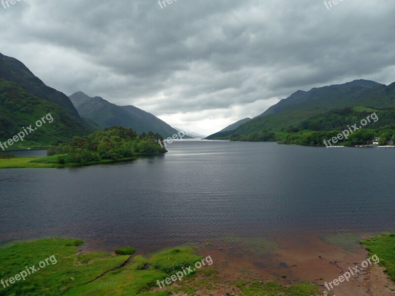 Scotland Loch Shiel Water Bank River Landscape