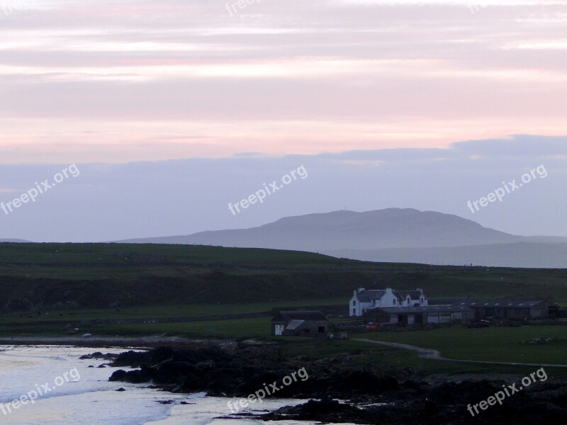 Abendstimmung Lonely House Coastal Landscape Coast Scotland