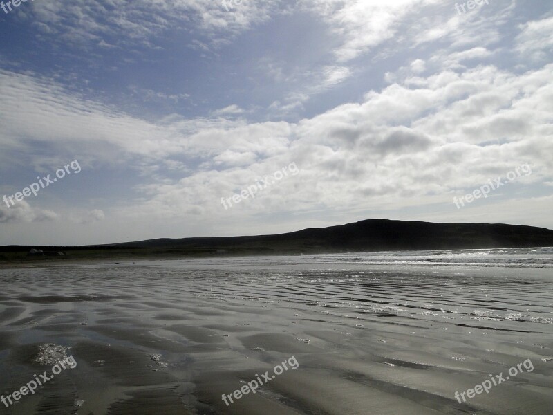 Sand Beach Sand Clouded Sky Ebb Loneliness