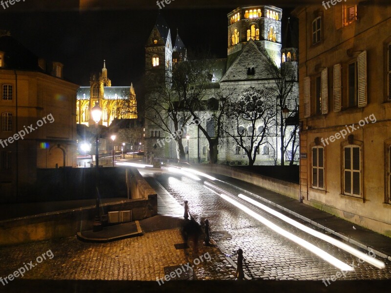 Night Scene Historically Metz Cathedral Lighting