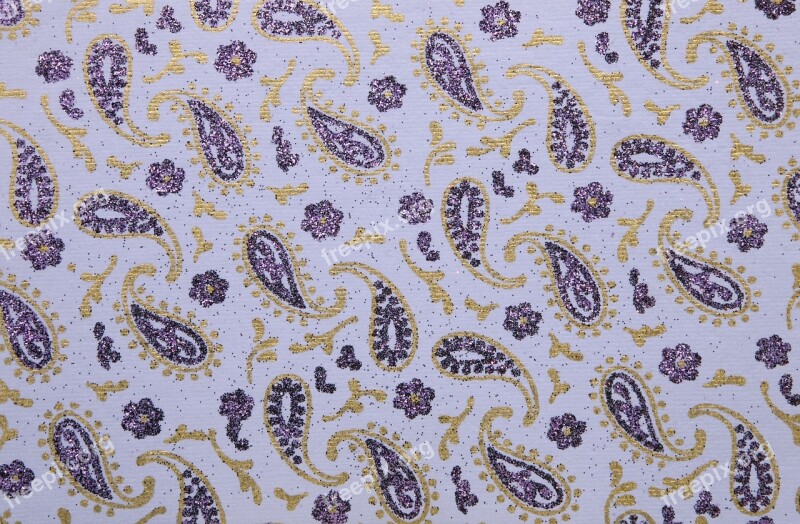 Paisley Purple Lavender Gold Glitter