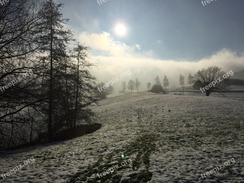 Winter Landscape Snow Sky Clouds