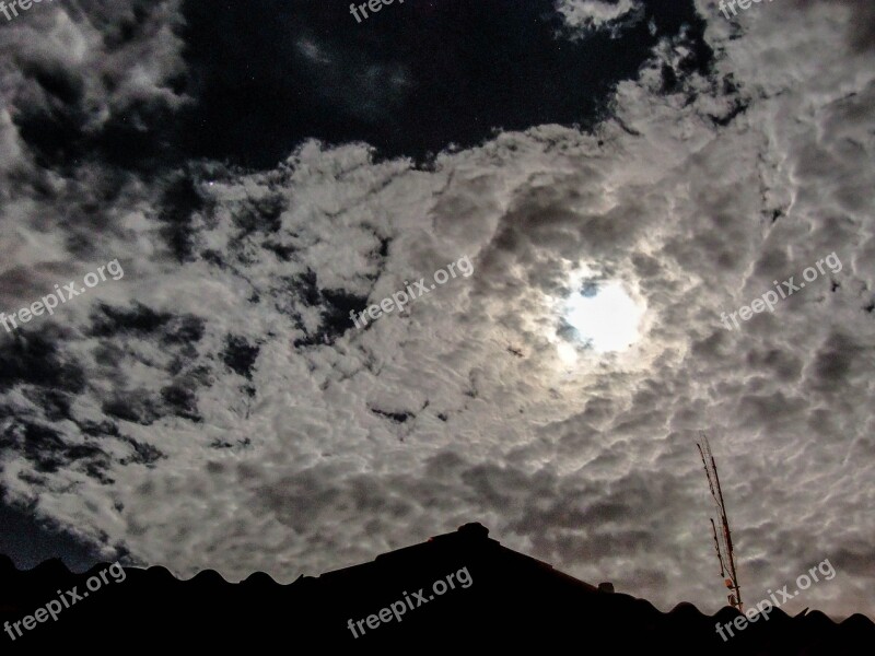 Cloud Roofs Rain Sky Moon