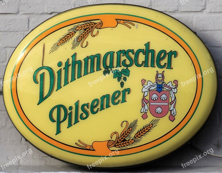 Beer Shield Advertising Dithmarscher Pilsener Advertising Sign