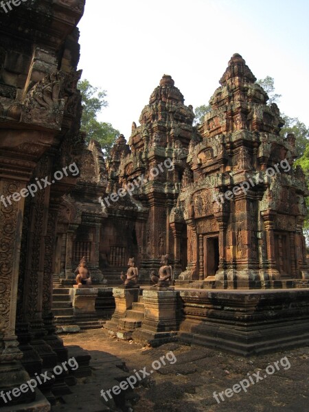 Cambodia Wu At Angkor Wat Carved Stone Free Photos