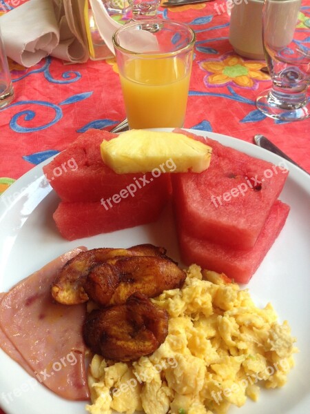 Breakfast Fruit Eggs Plantain Costa Rica