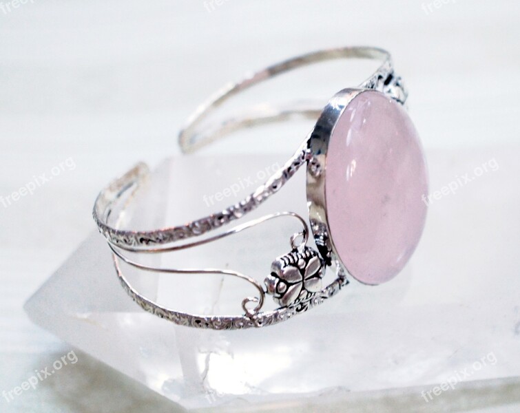 Jewelry Rose Quartz Pink Cuff Stone