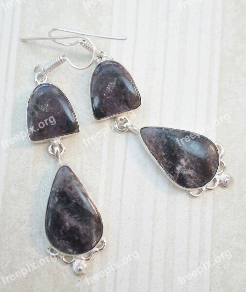 Charoite Purple Dark Black Earrings Exotic