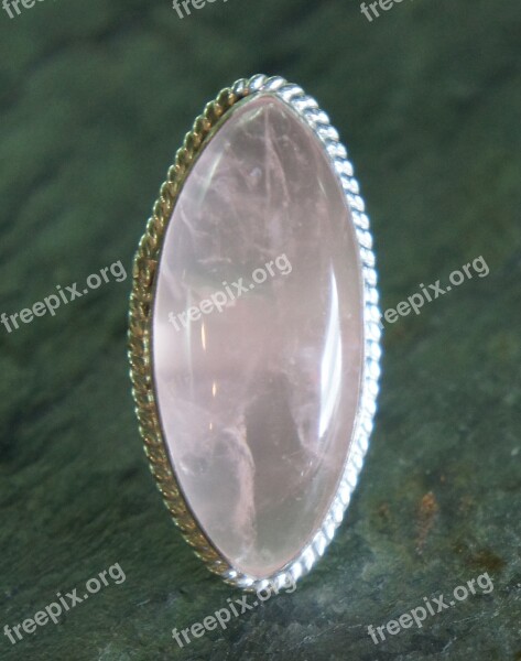 Rose Quartz Crystal Pink Silver Metal