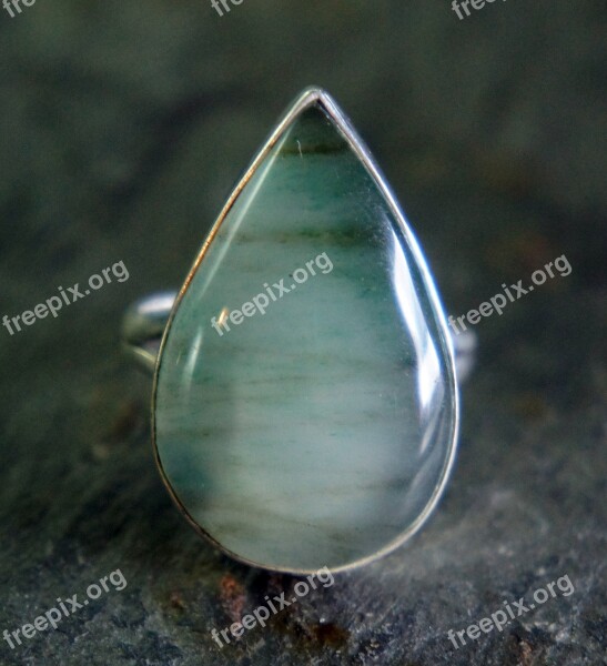 Green Striped Agate Teardrop Silver