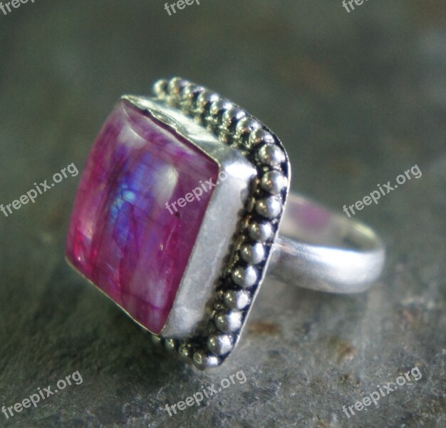 Pink Labradorite Square Princess Silver