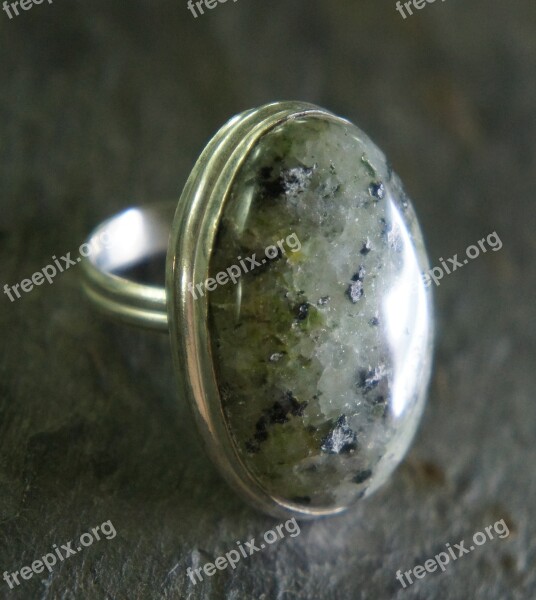 Prehnite Green Oval Silver Metal