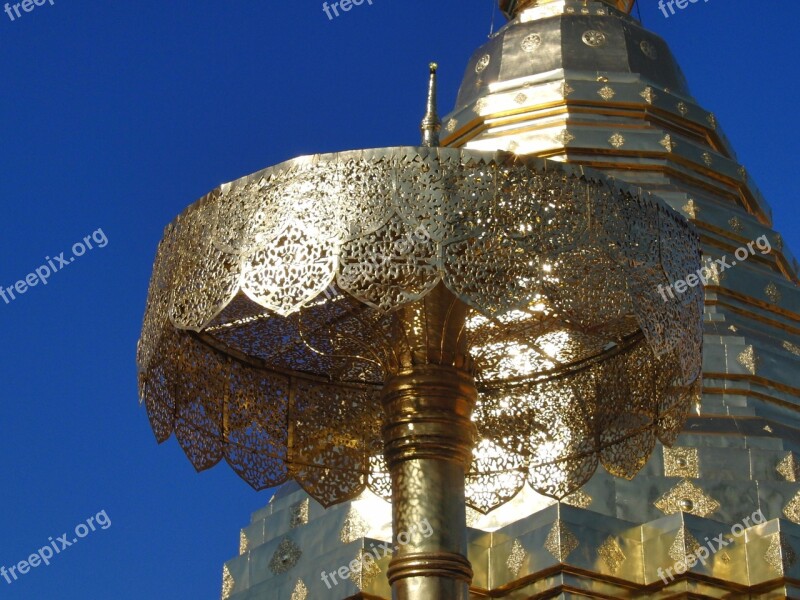 Temple Thailand Screen Metal Gold