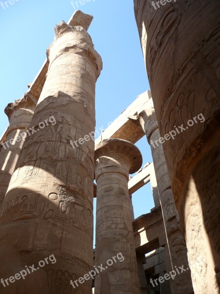 Egypt Temple Columnar Relief Pharaohs