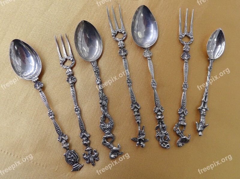 Cutlery Fork Spoon Table Silver