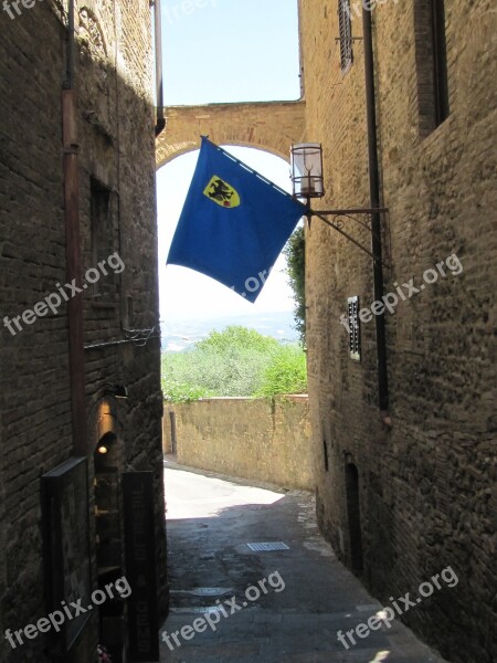 San Gimignano Alley Tuscany Middle Ages Free Photos