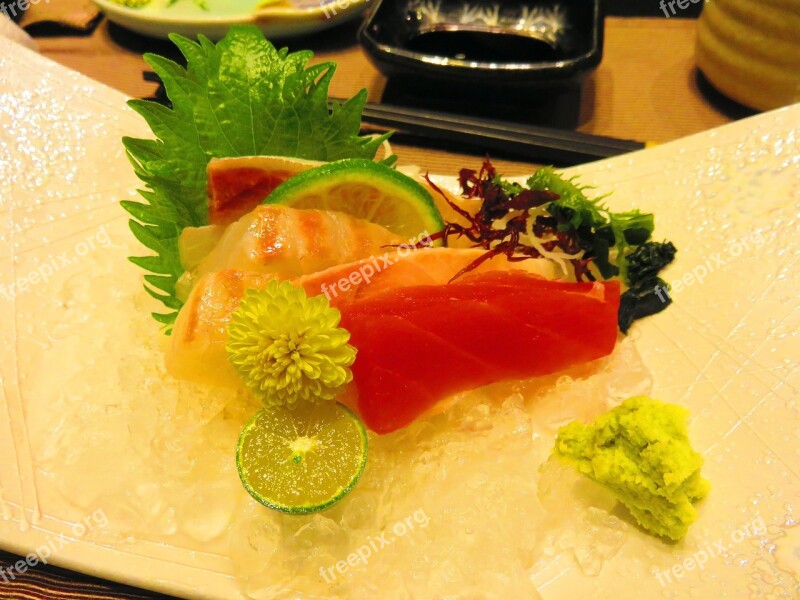 Raw Fish Slice Gourmet Kaiseki Salmon Free Photos