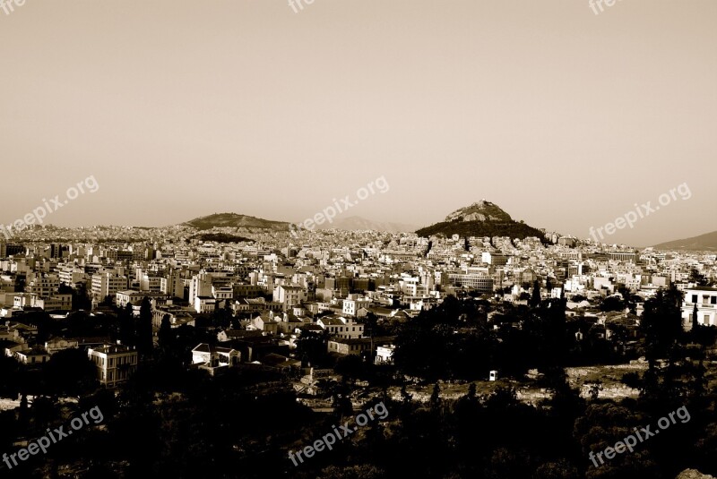 Greece Athens City Big City Monochrome