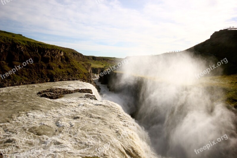 Iceland Waterfall Water River Landscape