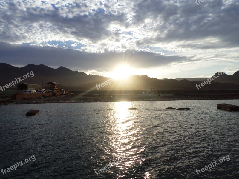 West Sea Sunset Evening The Sun