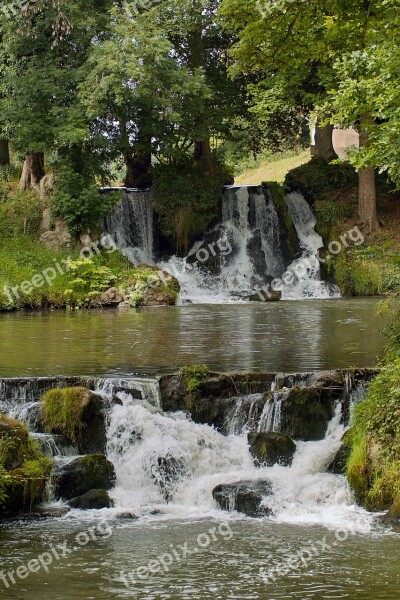 Nature Cascade Water River Landscape