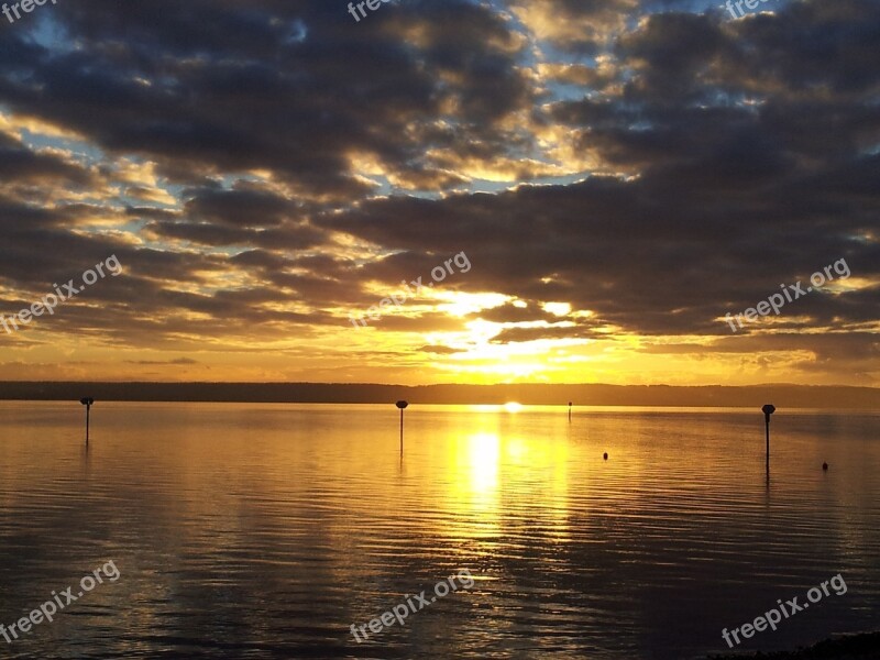 Sky Clouds Sunset Lake Constance Free Photos