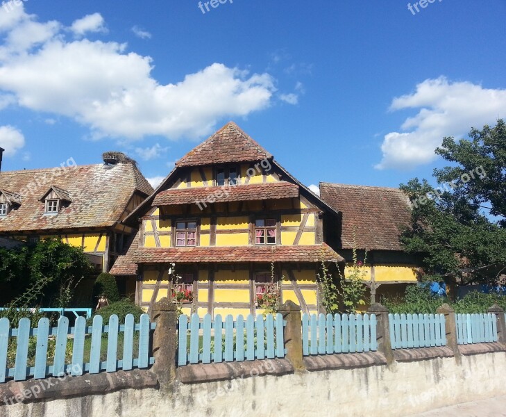 Old Timber-framed House Vosges Roof Fence Hof