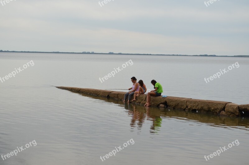 Spring Fishing Children Nature Green Vegetation