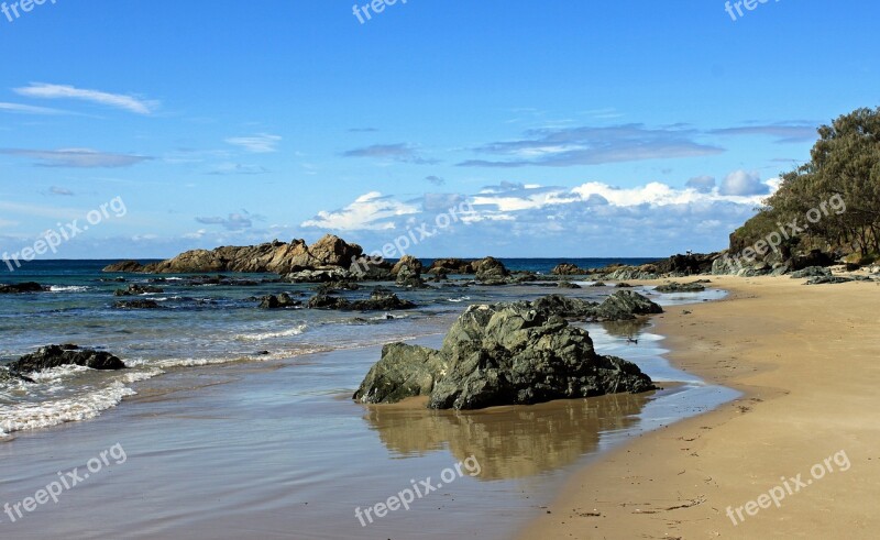 Coast Beach Ocean Rock Sand Beach