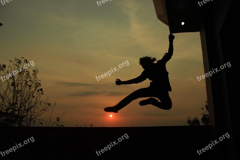 Levitation Sunset Holiday People Freedom