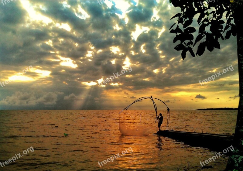 Fishermen The Sea Beach Sun The Sky