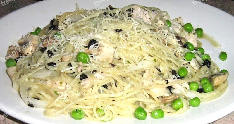 Pasta Peas Chicken Onions Olive Oil