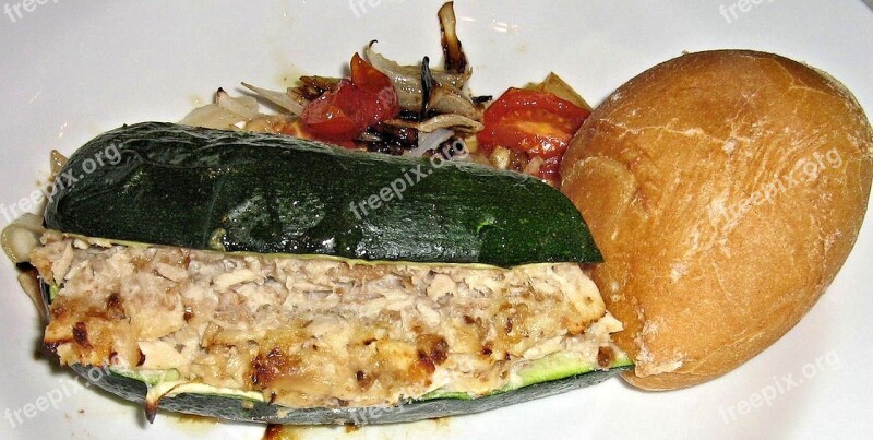 Tuna Stuffed Zucchini White Bread Tomatoes Onions Free Photos