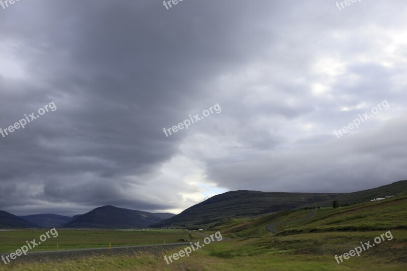 Clouds Sky Mountains Iceland After The Rain