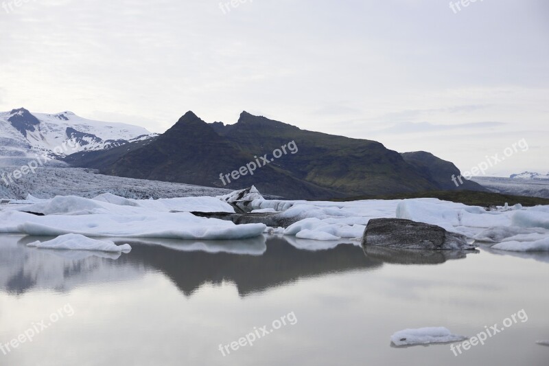 The Glacier Mountains Lake Iceland Ice