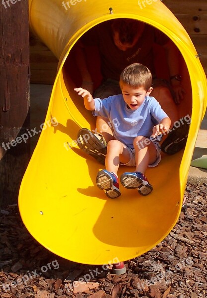 Playground Child Slide Boy Happy