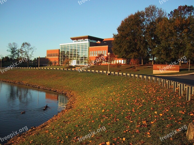 Building Lake Fall Architecture Landscape