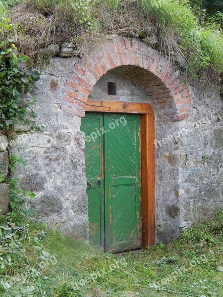 Door Cellar Closed Wood Door Entrance