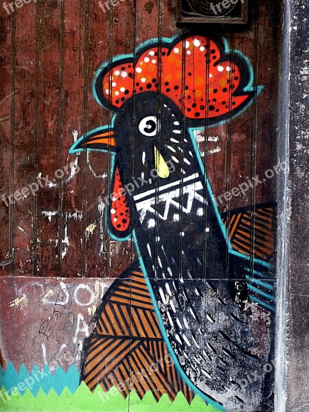 Cock Graffiti Black Street Art Port