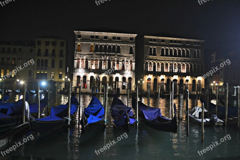 Venice Night City Illuminated Building