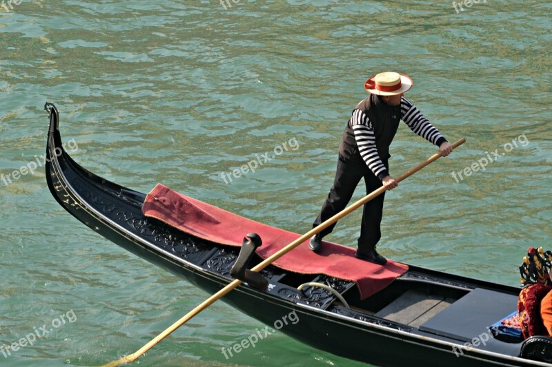 Gondolier Canal Venice Gondola Water