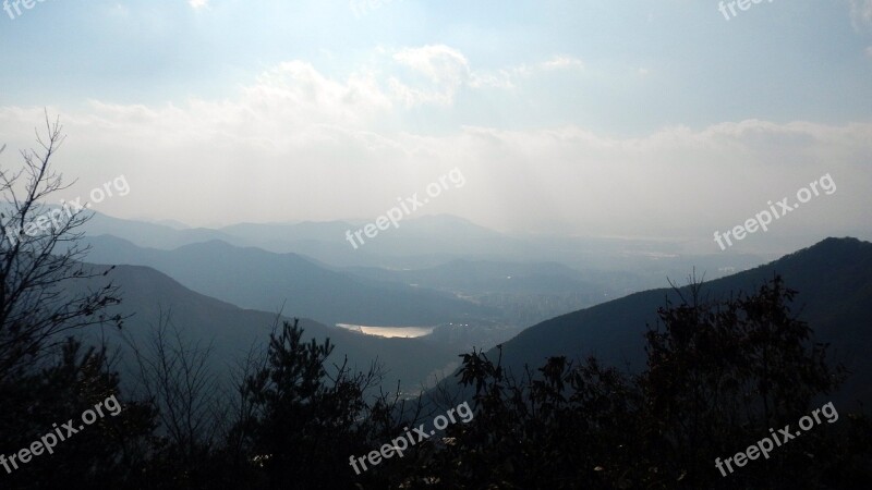 Mountain Lake Nature Autumn The Korean Countryside