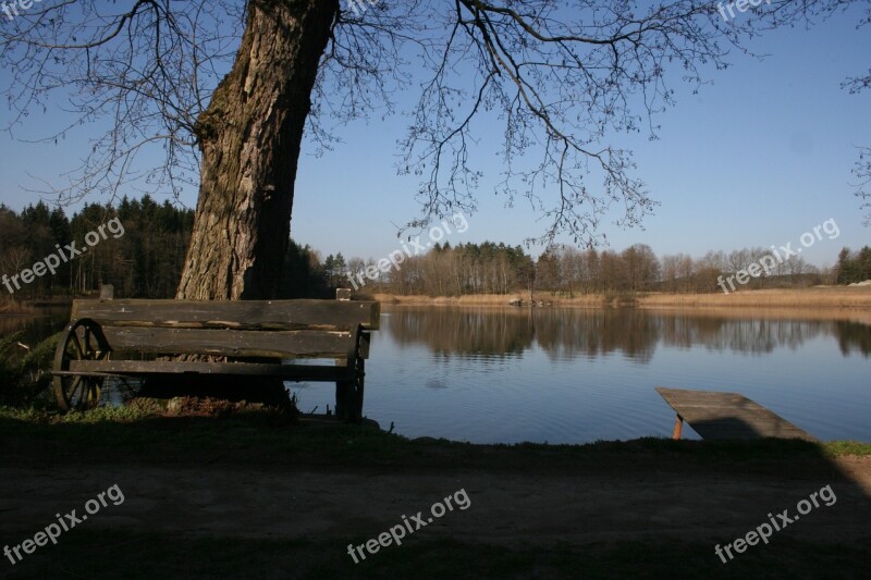 Pond Bench Nature Autumn Nooks And Crannies