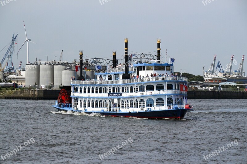 Elbe Hamburg Ship Paddle Steamers Steamboat