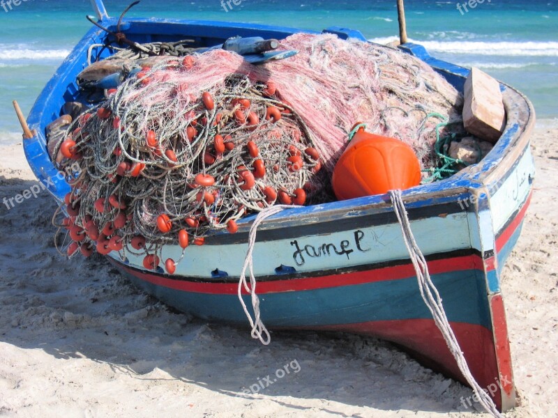 Boat Sea Blue Beach Net