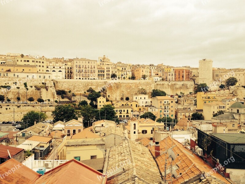 Cagliari Roofs Historic Center Sardinia Outlook