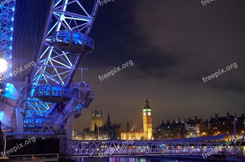 The Eye London Night Photograph London Eye Blue